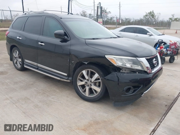 2014 Nissan Pathfinder Platinum z VIN 5N1AR2MN0EC619145, wystawiony jako IAAI lot #41032657 z przebiegiem 148 405 mil mil oraz . Historia ofert i sprzedaży dostępna na DreamBid. Obrazek 1.