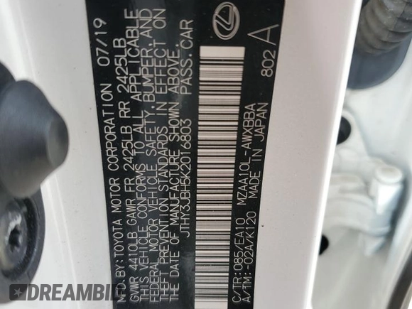 2019 Lexus UX 200 z VIN JTHY3JBH5K2016803, wystawiony jako Copart lot #51068815 z przebiegiem 58 072 mil mil oraz Nie do naprawy • Non repairable. Historia ofert i sprzedaży dostępna na DreamBid. Obrazek 15.