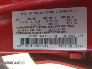 2014 Mazda 3 S Touring with VIN JM1BM1L36E1139818, listed as a IAAI auction lot 42052687 with 134,397 mi miles and . Bid and sale history available at DreamBid. Image 9.