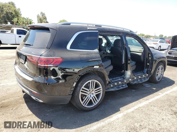 2022 Mercedes-Benz GLS 450 with VIN 4JGFF5KE4NA596127, listed as a Copart auction lot 67407434 with 44,336 mi miles and Salvage Title. Bid and sale history available at DreamBid. Image 3.