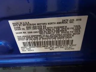 2015 Mitsubishi Outlander Sport ES with VIN 4A4AR3AU9FE042443, listed as a IAAI auction lot 41789322 with 85,436 mi miles. Bid and sale history available at carsss.com. Image 9.
