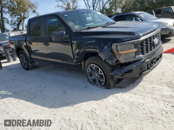 2024 Ford F-150 STX with VIN 1FTEW2KP8RKD25944, listed as a Copart auction lot 47829885 with 17,574 mi miles and Salvage Title. Bid and sale history available at carsss.com. Image 4.