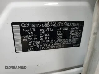 2022 Hyundai Santa Fe SE with VIN 5NMS1DAJ8NH411867, listed as a Copart auction lot 82847474 with 29,518 mi miles and Salvage Title. Bid and sale history available at DreamBid. Image 13.