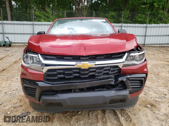 2021 Chevrolet Colorado 2WD Work Truck with VIN 1GCGSBEA9M1293385, listed as a Copart auction lot 55382135 with 39,287 mi miles and Salvage title. Bid and sale history available at DreamBid. Image 5.