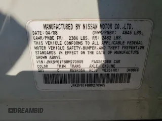 2008 Infiniti G35 x with VIN JNKBV61F88M270905, listed as a Copart auction lot 69541214 with 163,686 mi miles and Salvage Title. Bid and sale history available at DreamBid. Image 14.