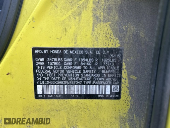 2015 Honda Fit EX-L z VIN 3HGGK5H83FM787047, wystawiony jako Copart lot #77851614 z przebiegiem 270 010 mil mil oraz Czysty tytuł • Clean title. Historia ofert i sprzedaży dostępna na DreamBid. Obrazek 10.