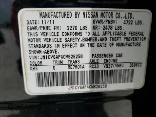 2012 Infiniti G37 Sedan Journey with VIN JN1CV6AP4CM626258, listed as a Copart auction lot 54719895 with 155,869 mi miles and Clean Title. Bid and sale history available at carsss.com. Image 12.