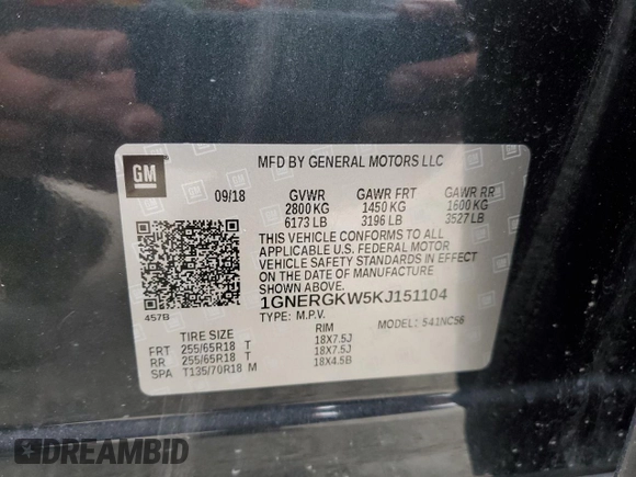 2019 Chevrolet Traverse LT Cloth with VIN 1GNERGKW5KJ151104, listed as a Copart auction lot 50947685 with 89,235 mi miles and Salvage Title. Bid and sale history available at carsss.com. Image 13.