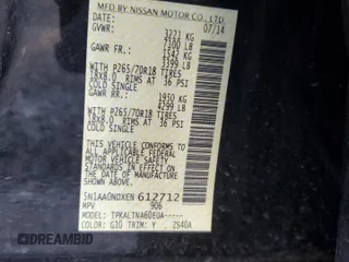 2014 Nissan Armada Platinum z VIN 5N1AA0NDXEN612712, wystawiony jako Copart lot #86652794 z przebiegiem 78 374 mil mil oraz Szkoda całkowita • Salvage title. Historia ofert i sprzedaży dostępna na DreamBid. Obrazek 12.