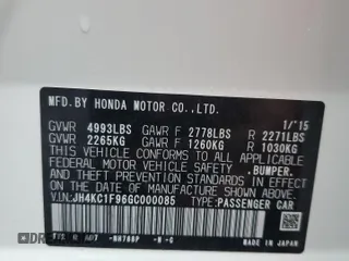 2016 Acura RLX Advance Pkg with VIN JH4KC1F96GC000085, listed as a Copart auction lot 73404314 with 18,419 mi miles and Salvage Title. Bid and sale history available at carsss.com. Image 14.