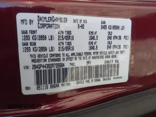 2002 Dodge Caravan Sport with VIN 2B4GP44392R735684, listed as a IAAI auction lot 41879588 with 207,266 mi miles. Bid and sale history available at carsss.com. Image 9.