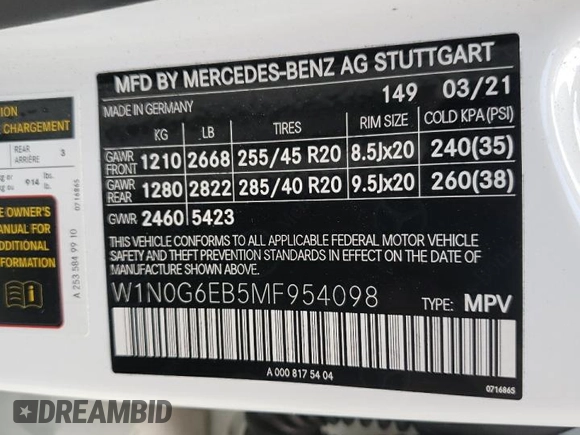 2021 Mercedes-Benz GLC with VIN W1N0G6EB5MF954098, listed as a Copart auction lot 73542812 with 13,098 mi miles. Bid and sale history available at carsss.com. Image 13.