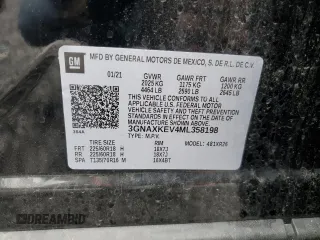 2021 Chevrolet Equinox LT z VIN 3GNAXKEV4ML358198, wystawiony jako Copart lot #55668225 z przebiegiem 71 690 mil mil oraz Szkoda całkowita • Salvage title. Historia ofert i sprzedaży dostępna na DreamBid. Obrazek 13.