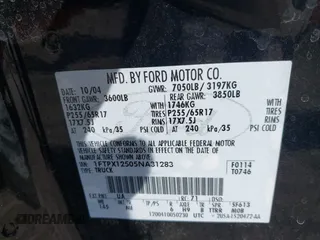 2005 Ford F-150 XLT with VIN 1FTPX12505NA31283, listed as a IAAI auction lot 42332359 with 161,429 mi miles and . Bid and sale history available at DreamBid. Image 9.