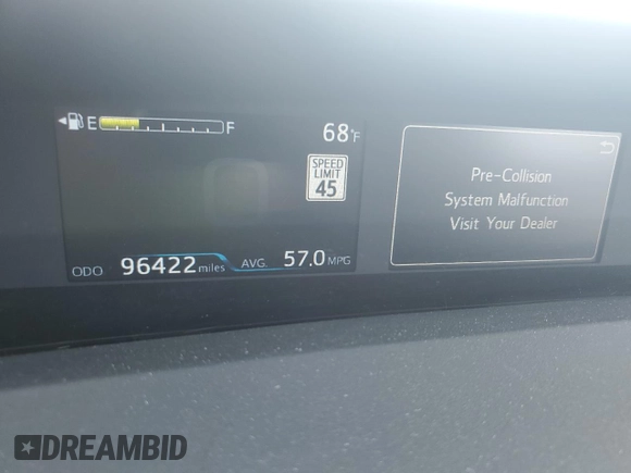 2021 Toyota Prius L Eco with VIN JTDKAMFU1M3142143, listed as a Copart auction lot 55662845 with 96,422 mi miles and Salvage Title. Bid and sale history available at DreamBid. Image 9.