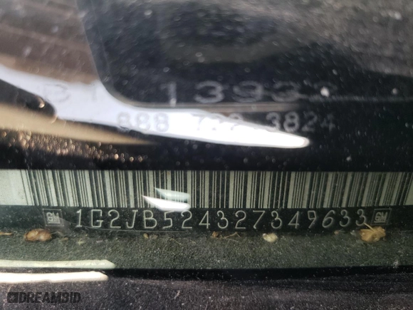 2002 Pontiac Sunfire SE with VIN 1G2JB524327349633, listed as a Copart auction lot 77403974 with 157,610 mi miles and Salvage Title. Bid and sale history available at carsss.com. Image 12.