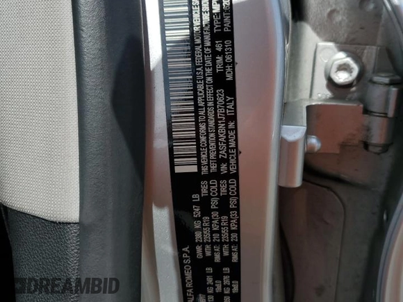 2018 Alfa Romeo Stelvio Ti z VIN ZASFAKBN1J7B70623, wystawiony jako Copart lot #57583795 z przebiegiem 105 351 mil mil oraz Szkoda całkowita • Salvage title. Historia ofert i sprzedaży dostępna na DreamBid. Obrazek 14.