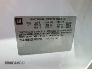 2012 Buick Regal with VIN 2G4GR5EK6C9139390, listed as a Copart auction lot 53065305 with 215,130 mi miles and Salvage Title. Bid and sale history available at DreamBid. Image 13.
