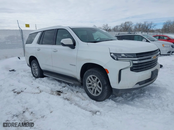 2023 Chevrolet Tahoe LT with VIN 1GNSKNKD8PR236585, listed as a IAAI auction lot 41529148 with 55,377 mi miles. Bid and sale history available at carsss.com. Image 1.