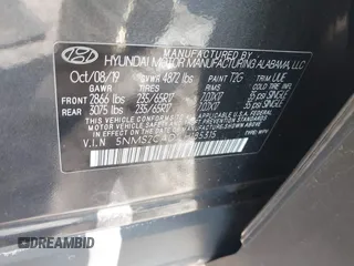 2020 Hyundai Santa Fe SE с VIN 5NMS2CAD1LH185315, выставлен на аукционе IAAI как лот 41990445 с пробегом 159 105 миль миль и . История ставок и продаж доступна на DreamBid. Изображение 9.
