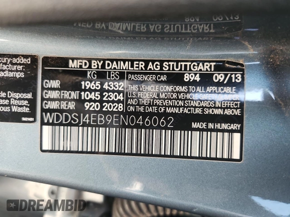 2014 Mercedes-Benz CLA 250 with VIN WDDSJ4EB9EN046062, listed as a Copart auction lot 60995735 with 90,277 mi miles and Clean title. Bid and sale history available at DreamBid. Image 12.