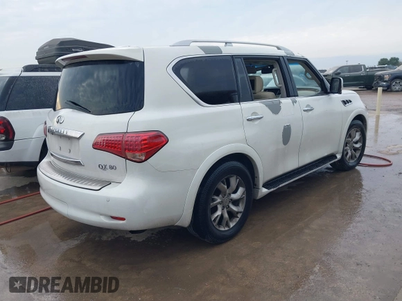 2011 Infiniti QX56 7-passenger with VIN JN8AZ2NF0B9500391, listed as a IAAI auction lot 41001635 with 166,100 mi miles and . Bid and sale history available at DreamBid. Image 4.