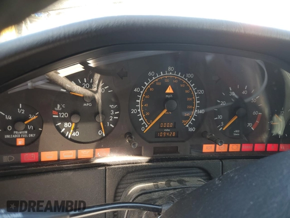 1994 Mercedes-Benz S with VIN WDBGA51E2RA184222, listed as a Copart auction lot 77403664 with 109,428 mi miles and Salvage Title. Bid and sale history available at DreamBid. Image 9.
