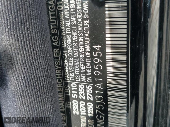 2001 Mercedes-Benz S 320/430/500 с VIN WDBNG75J31A195954, выставлен на аукционе Copart как лот 60406655 с пробегом Не указан миль и Списание • Salvage title. История ставок и продаж доступна на DreamBid. Изображение 12.