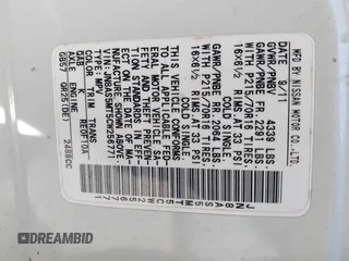 2012 Nissan Rogue SL with VIN JN8AS5MT5CW256771, listed as a IAAI auction lot 42077881 with 161,333 mi miles and . Bid and sale history available at DreamBid. Image 9.