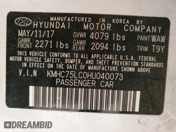 2017 Hyundai Ioniq SEL z VIN KMHC75LC0HU040073, wystawiony jako Copart lot #58232545 z przebiegiem 113 186 mil mil oraz Czysty tytuł • Clean title. Historia ofert i sprzedaży dostępna na DreamBid. Obrazek 12.