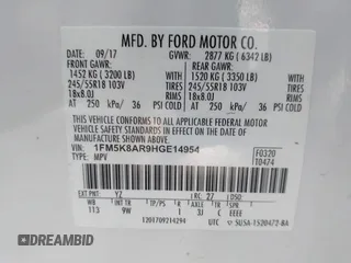 2017 Ford Police Interceptor Utility с VIN 1FM5K8AR9HGE14954, выставлен на аукционе IAAI как лот 42416413 с пробегом 98 844 миль миль и . История ставок и продаж доступна на DreamBid. Изображение 9.