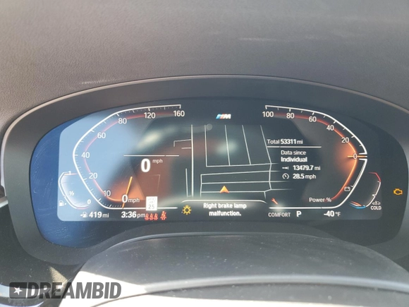 2021 BMW 5 Series 540i with VIN WBA53BJ05MWW92487, listed as a Copart auction lot 57679975 with 53,311 mi miles and Salvage title. Bid and sale history available at DreamBid. Image 9.