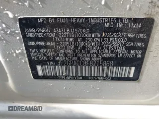 2015 Subaru Crosstrek Premium with VIN JF2GPACC8F8215868, listed as a IAAI auction lot 42188349 with 190,781 mi miles and . Bid and sale history available at DreamBid. Image 9.