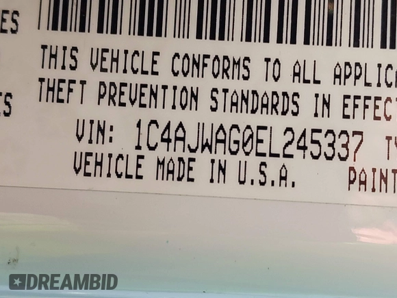2014 Jeep Wrangler Sport with VIN 1C4AJWAG0EL245337, listed as a IAAI auction lot 41532314 with 140,721 mi miles and . Bid and sale history available at DreamBid. Image 9.