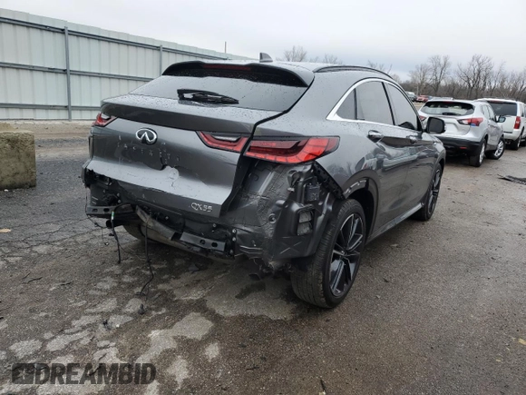 2022 Infiniti QX55 Essential с VIN 3PCAJ5K39NF100886, выставлен на аукционе Copart как лот 82152013 с пробегом 49 497 миль миль и Списание • Salvage title. История ставок и продаж доступна на DreamBid. Изображение 3.