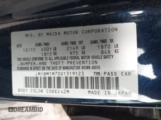 2016 Mazda 3 i Touring with VIN JM1BM1M70G1319123, listed as a IAAI auction lot 41669983 with 81,732 mi miles and . Bid and sale history available at DreamBid. Image 9.