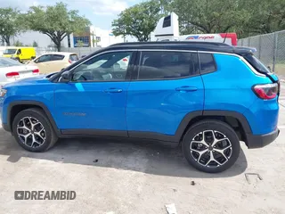 2025 Jeep Compass Limited with VIN 3C4NJDCNXST549907, listed as a IAAI auction lot 42186779 with 1,406 mi miles and . Bid and sale history available at DreamBid. Image 14.