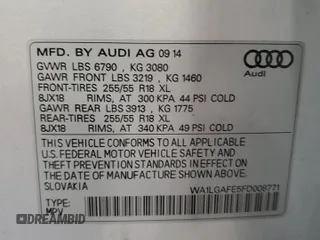 2015 Audi Q7 3.0T Premium Plus with VIN WA1LGAFE5FD008771, listed as a Copart auction lot 53852845 with 183,425 mi miles and Clean Title. Bid and sale history available at carsss.com. Image 13.