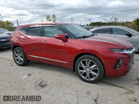 2021 Chevrolet Blazer Premier with VIN 3GNKBLRS0MS541080, listed as a Copart auction lot 75990264 with 33,371 mi miles and Salvage title. Bid and sale history available at DreamBid. Image 4.