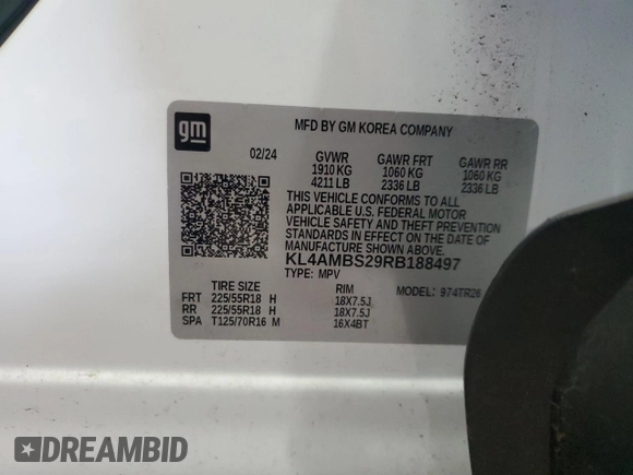 2024 Buick Encore GX Preferred с VIN KL4AMBS29RB188497, выставлен на аукционе Copart как лот 60878265 с пробегом 10 537 миль миль и Чистый • Clean title. История ставок и продаж доступна на DreamBid. Изображение 13.