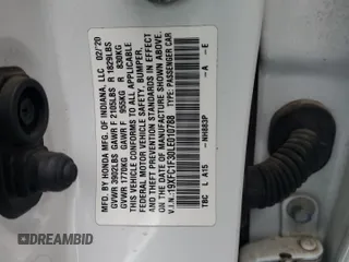 2020 Honda Civic Sedan EX with VIN 19XFC1F30LE010788, listed as a Copart auction lot 48169585 with 78,030 mi miles and Salvage Title. Bid and sale history available at carsss.com. Image 14.