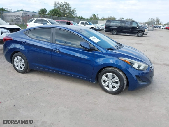 2016 Hyundai Elantra SE with VIN 5NPDH4AE0GH687389, listed as a IAAI auction lot 41650806 with 102,354 mi miles. Bid and sale history available at carsss.com. Image 1.