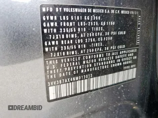 2022 Volkswagen Tiguan SE с VIN 3VV3B7AX4NM013013, выставлен на аукционе Copart как лот 58175315 с пробегом Не указан миль и Списание • Salvage title. История ставок и продаж доступна на DreamBid. Изображение 12.
