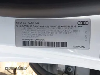 2016 Audi A7 3.0 Premium Plus with VIN WAUWGAFC4GN017486, listed as a IAAI auction lot 40057097 with 85,937 mi miles. Bid and sale history available at carsss.com. Image 9.