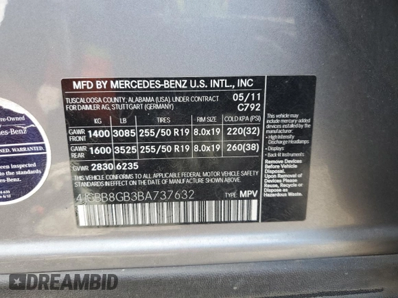 2011 Mercedes-Benz M 350 z VIN 4JGBB8GB3BA737632, wystawiony jako Copart lot #57589175 z przebiegiem 187 828 mil mil oraz Szkoda całkowita • Salvage title. Historia ofert i sprzedaży dostępna na DreamBid. Obrazek 13.