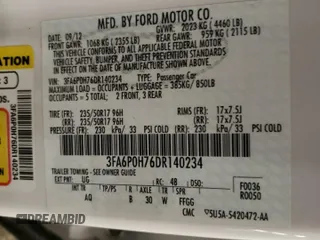 2013 Ford Fusion SE with VIN 3FA6P0H76DR140234, listed as a Copart auction lot 45180695 with 149,999 mi miles and Salvage Title. Bid and sale history available at carsss.com. Image 14.