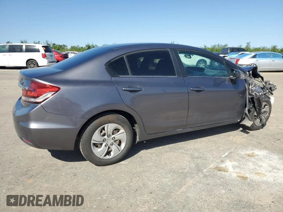 2015 Honda Civic Sedan LX with VIN 19XFB2F55FE262213, listed as a Copart auction lot 52417925 with 154,763 mi miles and Salvage Title. Bid and sale history available at carsss.com. Image 3.