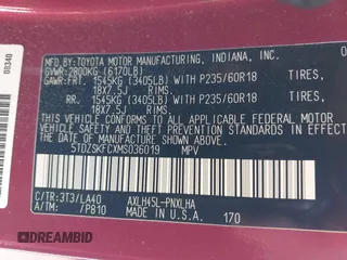 2021 Toyota Sienna Limited with VIN 5TDZSKFCXMS036019, listed as a IAAI auction lot 40965293 with 147,133 mi miles and . Bid and sale history available at DreamBid. Image 9.