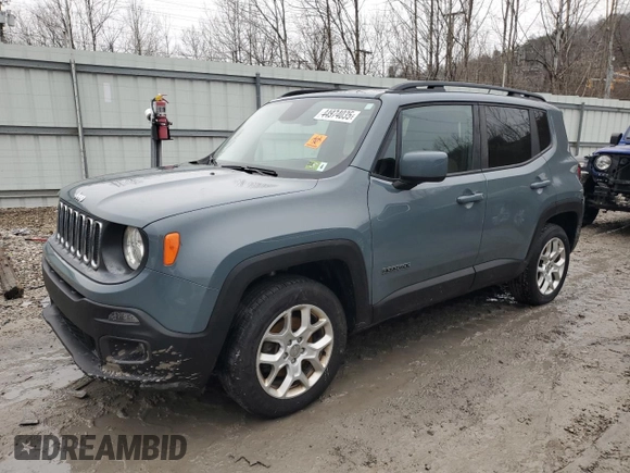 2017 Jeep Renegade Latitude with VIN ZACCJBBB3HPE96163, listed as a Copart auction lot 44974035 with 160,853 mi miles and Salvage Title. Bid and sale history available at carsss.com. Image 1.