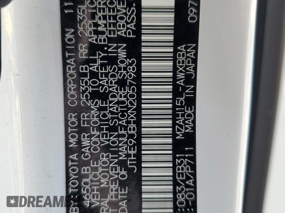 2022 Lexus UX 250h F Sport with VIN JTHE9JBHXN2057983, listed as a Copart auction lot 71456654 with 27,367 mi miles and Salvage Title. Bid and sale history available at DreamBid. Image 14.
